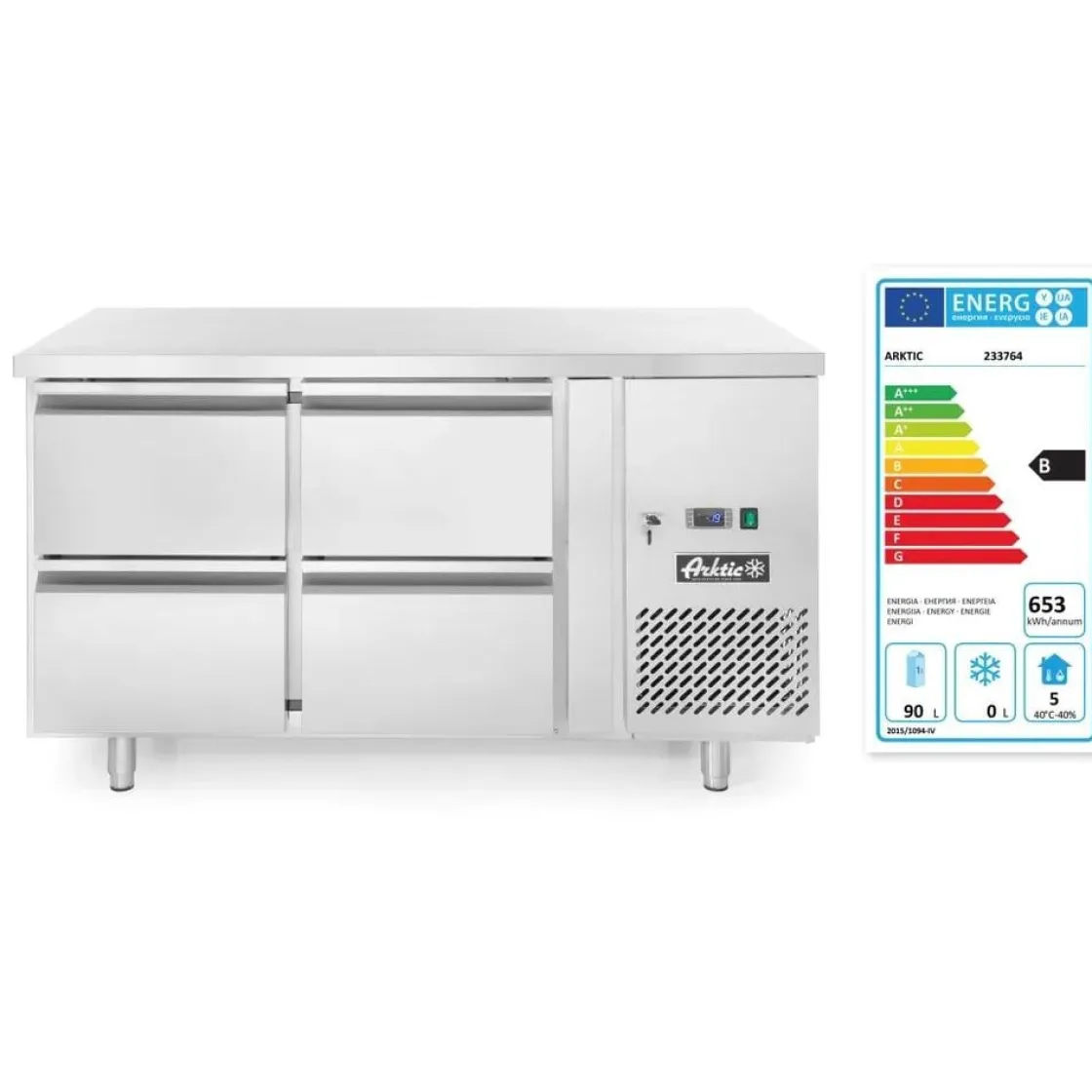 Hendi Arktic Koelwerkbank met 4 lades Profi Line 280L* Keukenapparatuur