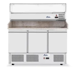Hendi Arktic Pizzawerkbank met 3 deuren en koelvitrine 380+40L* Keukenapparatuur