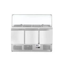 Hendi Arktic Saladette met 3 deuren en glazen vitrine 380L* Toonbankdisplays