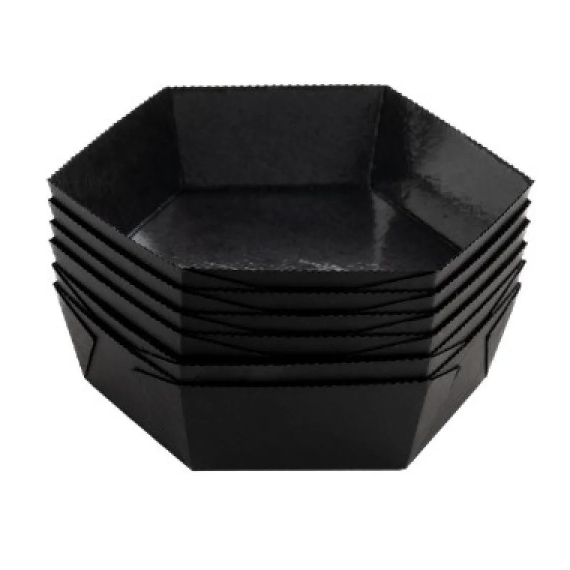 Overig Bakvorm Karton Zeshoek Zwart 7,2x4cm (per stuk)* Bakvormen Papier