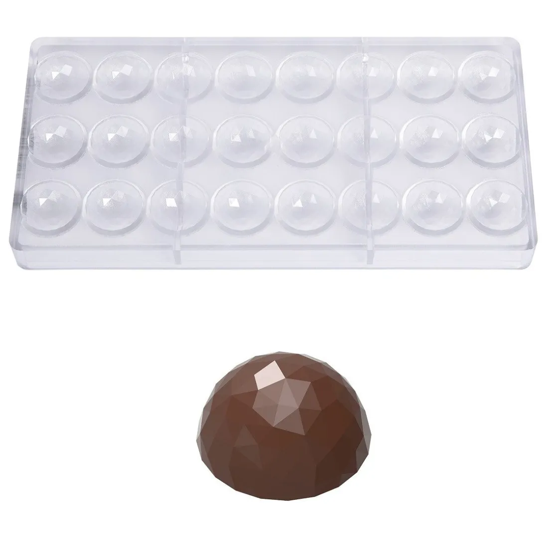 Chocolate World Bonbonvorm Halve Bol Facet (24x) Ø30x15mm* Bonbonvormen