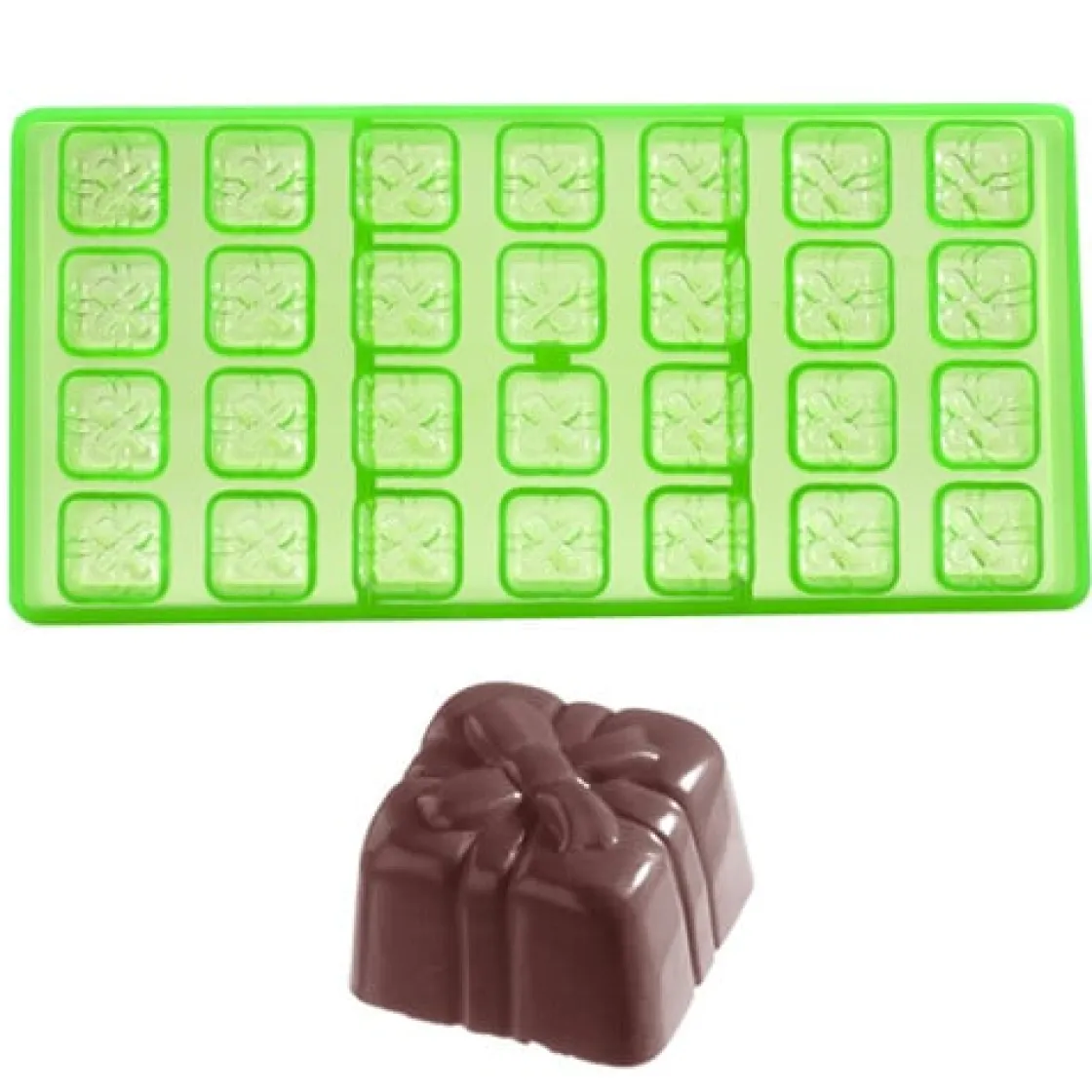 Chocolate World Bonbonvorm GL Cadeautje (28x) 25x24,5x16mm*** Bonbonvormen