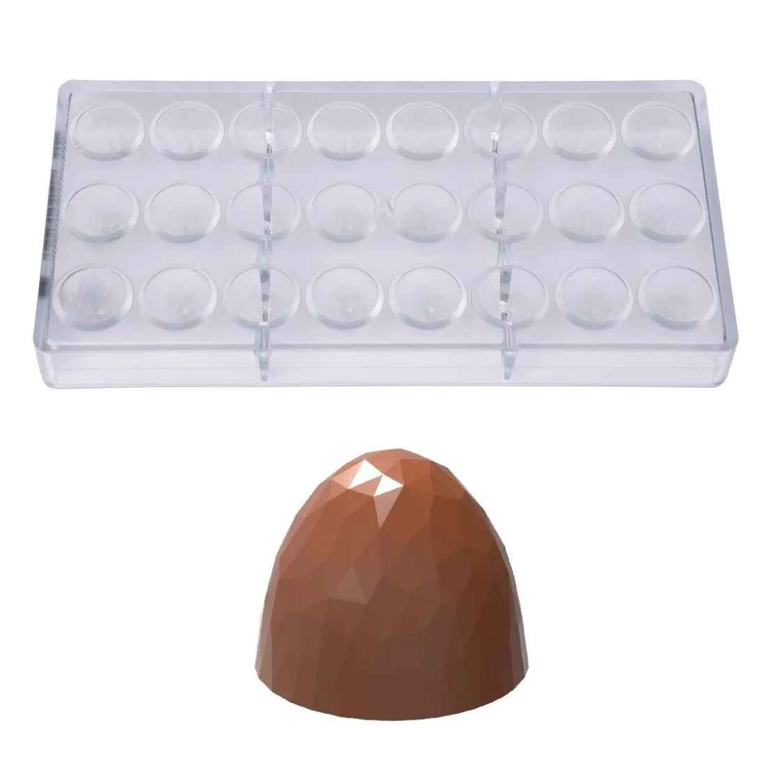 Chocolate World Bonbonvorm Kogel Facet (24x) 26x22mm* Bonbonvormen