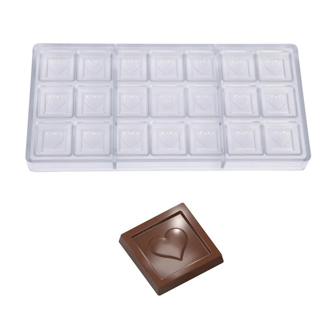 Chocolate World Bonbonvorm Hart Caraque (21x) 32x5mm* Bonbonvormen