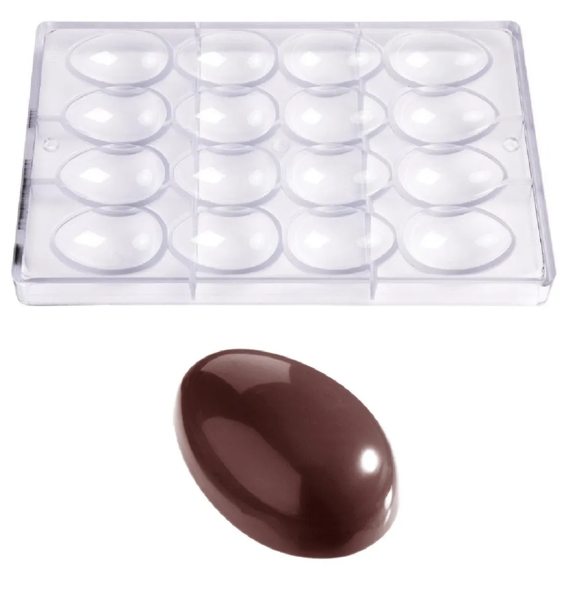 Chocolate World Bonbonvorm Glad Ei (16x) 55x38x19mm* Bonbonvormen