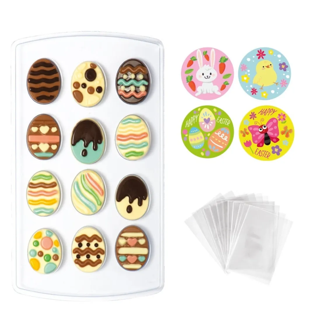 Decora Bonbonvorm Ei (15x) 15x26,8cm incl. Zak en Stickers*** Bonbonvormen