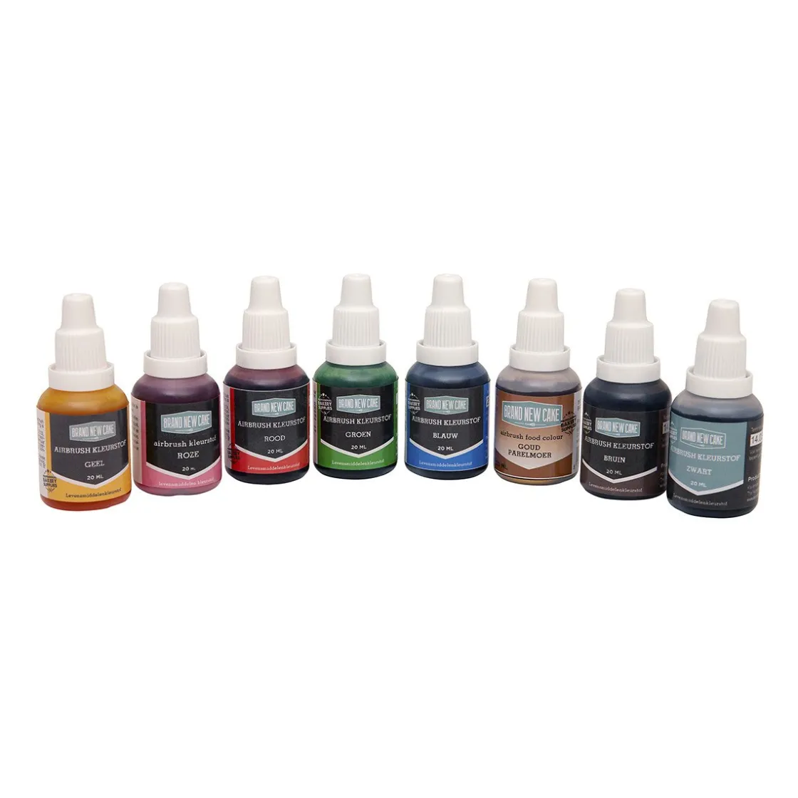 BrandNewCake Airbrush Kleurstof Assortiment (8x 20ml.)* Airbrush|Vloeibare Kleurstoffen