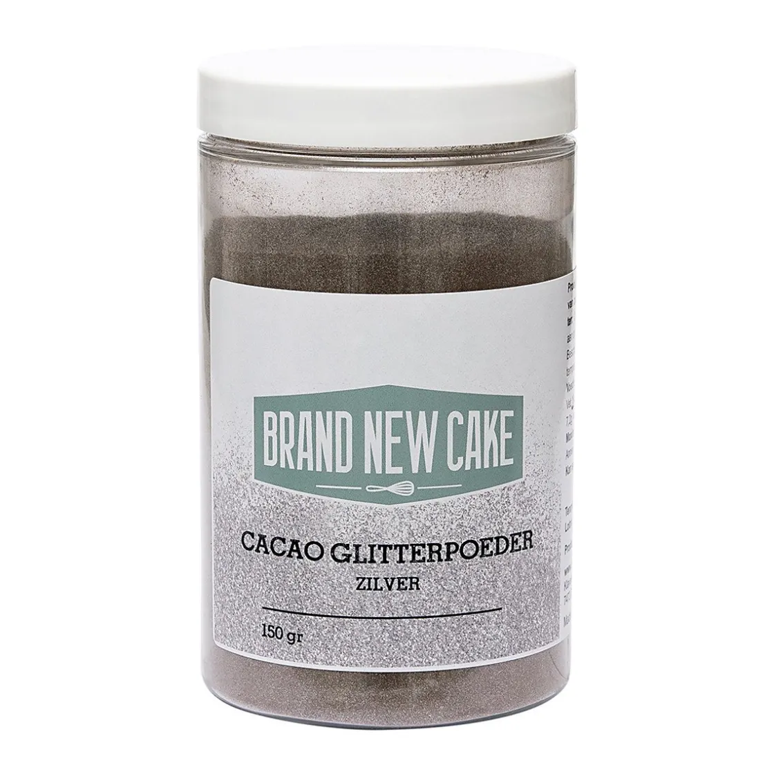 BrandNewCake Cacao Glitterpoeder Zilver 150g* Cacaoproducten|Eetbare Strooisels
