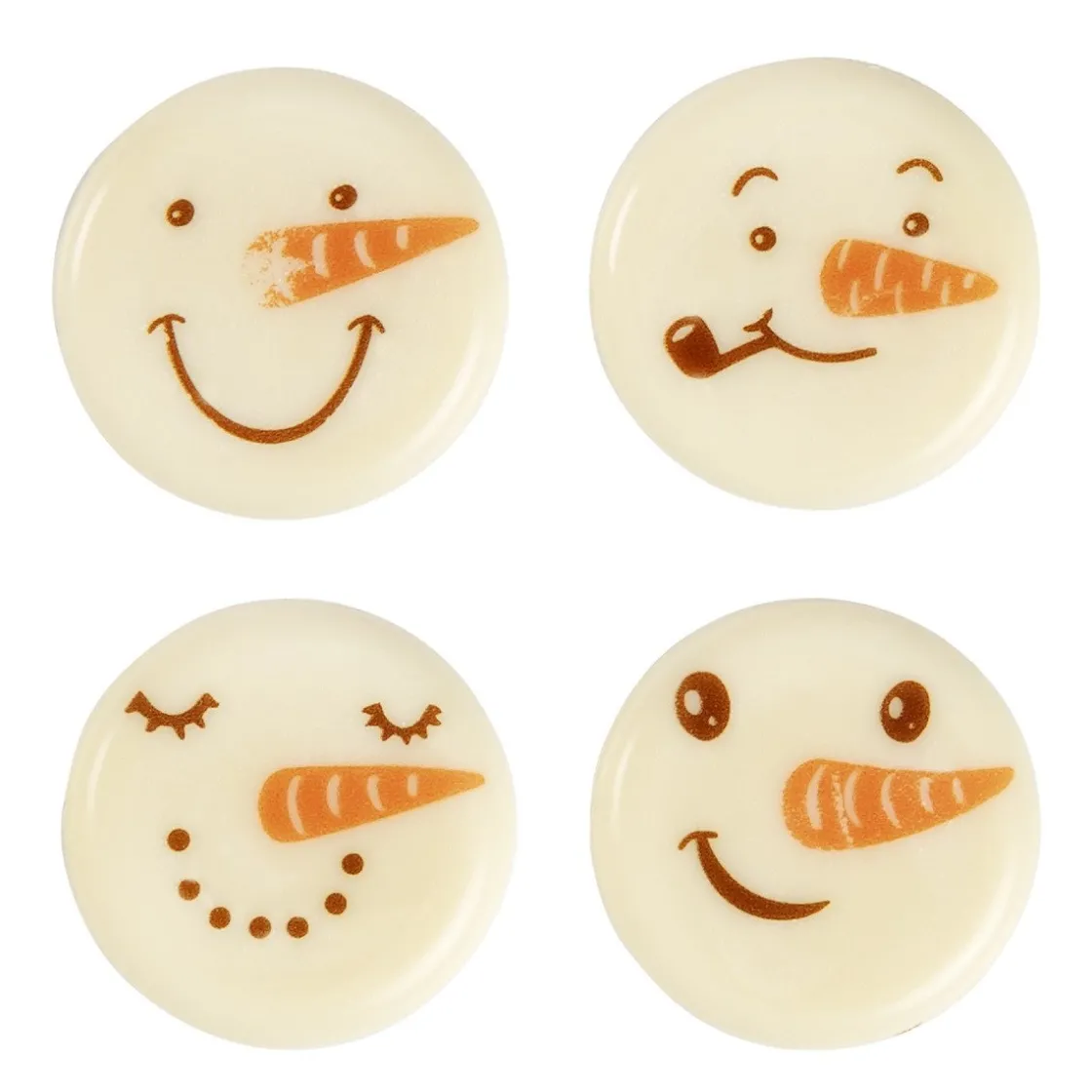 BrandNewCake Chocoladedecoratie Sneeuwpop Gezicht 96st* Figuur Decoraties|Chocolade Decoraties