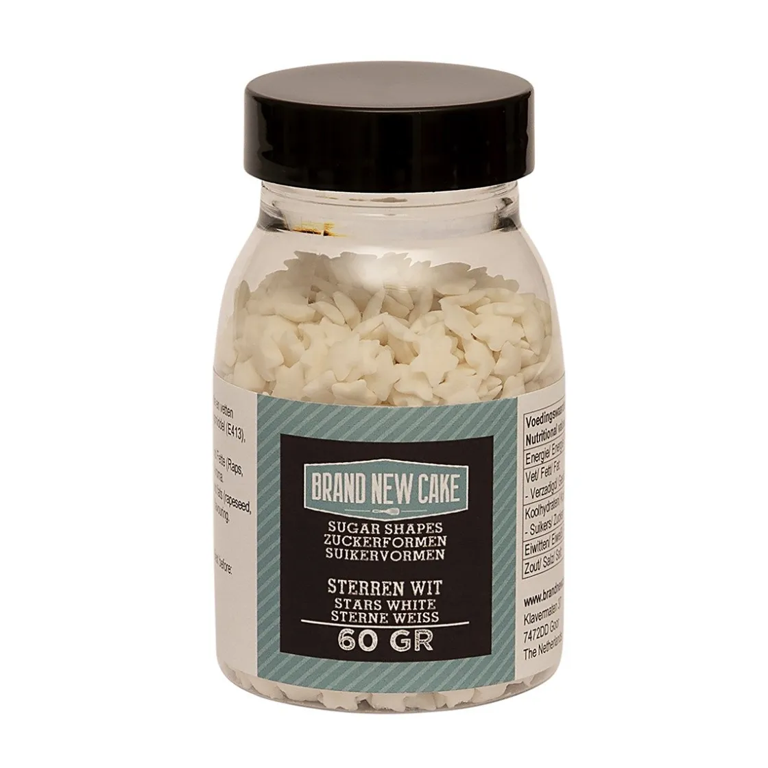 BrandNewCake Confetti Sterren Wit 60gr.* Ijsdips|Eetbare Strooisels