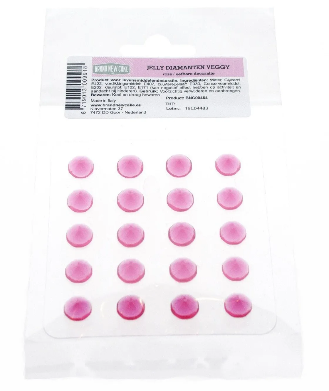 BrandNewCake Eetbare Jelly Diamanten Roze 20st* Figuur Decoraties