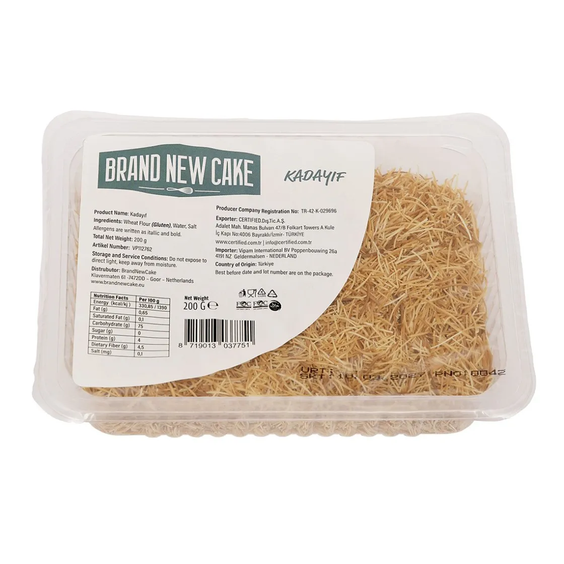 BrandNewCake Kadayif Deeg Voorgebakken Krokant 200g* Chocolade Vullingen|Bonbonvullingen