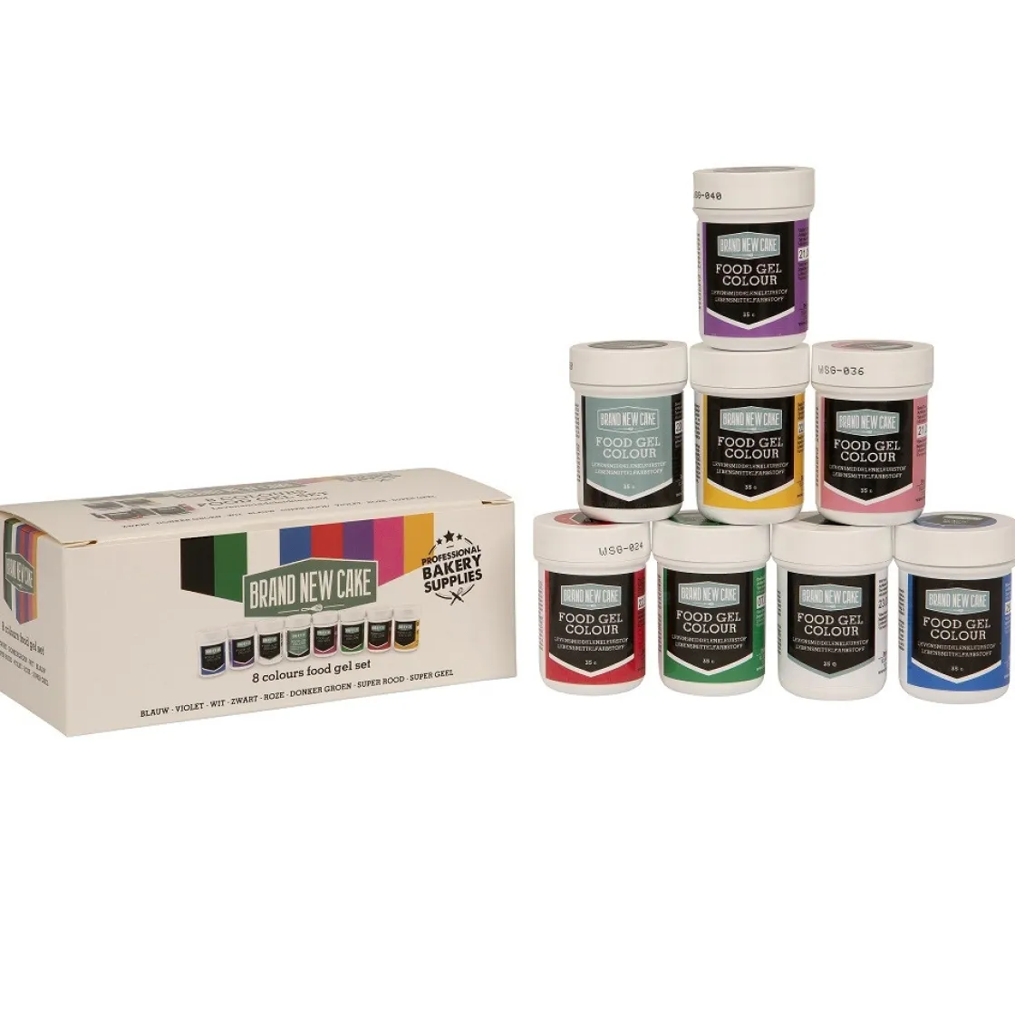 BrandNewCake Kleurstof Gel Assortiment (8x 35gr)* Gel Kleurstoffen