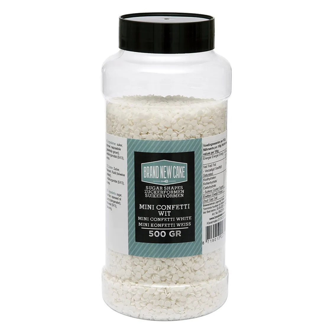 BrandNewCake Mini Confetti Rondjes Wit 4mm 500gr.* Ijsdips|Eetbare Strooisels