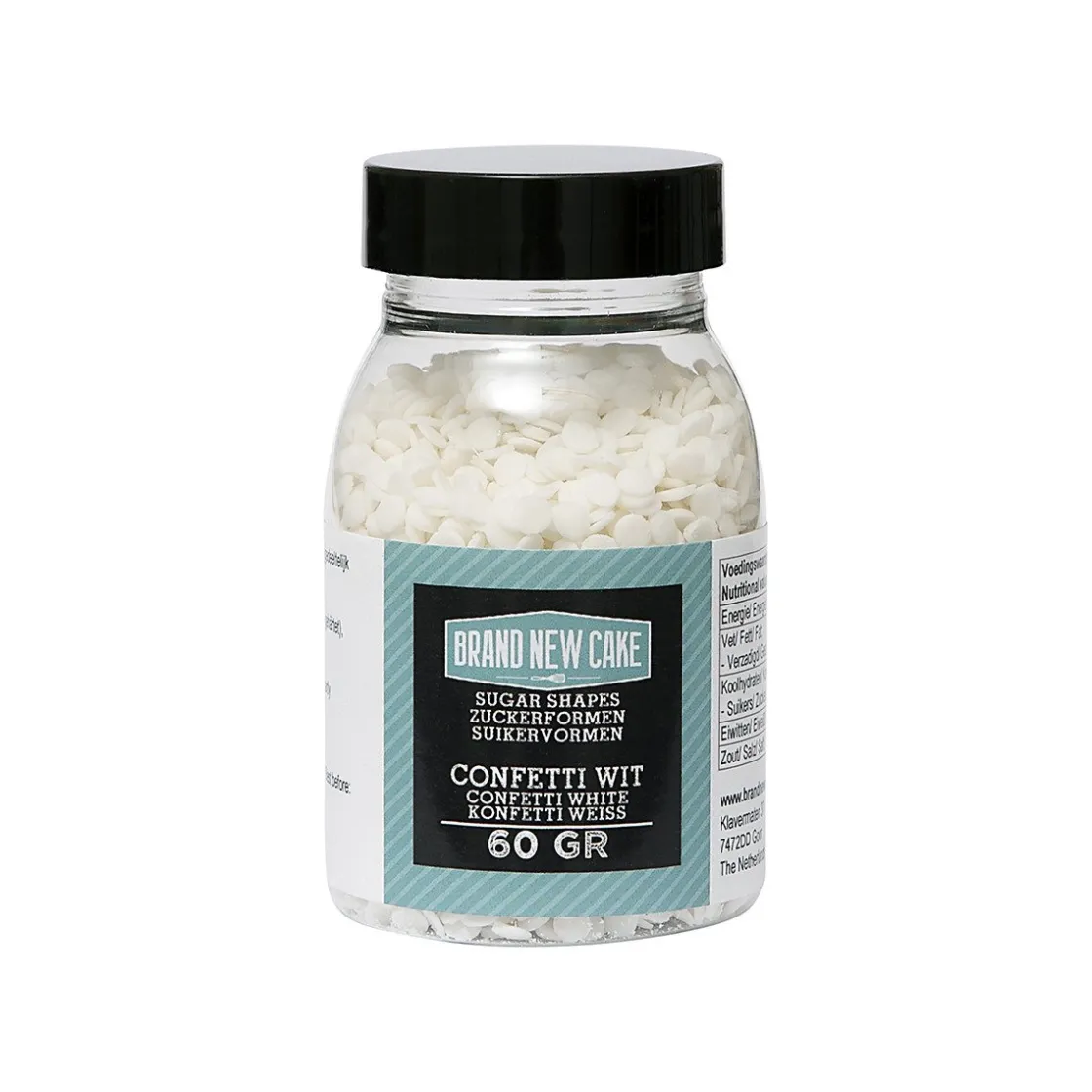 BrandNewCake Mini Confetti Rondjes Wit 4mm 60gr.* Ijsdips|Eetbare Strooisels
