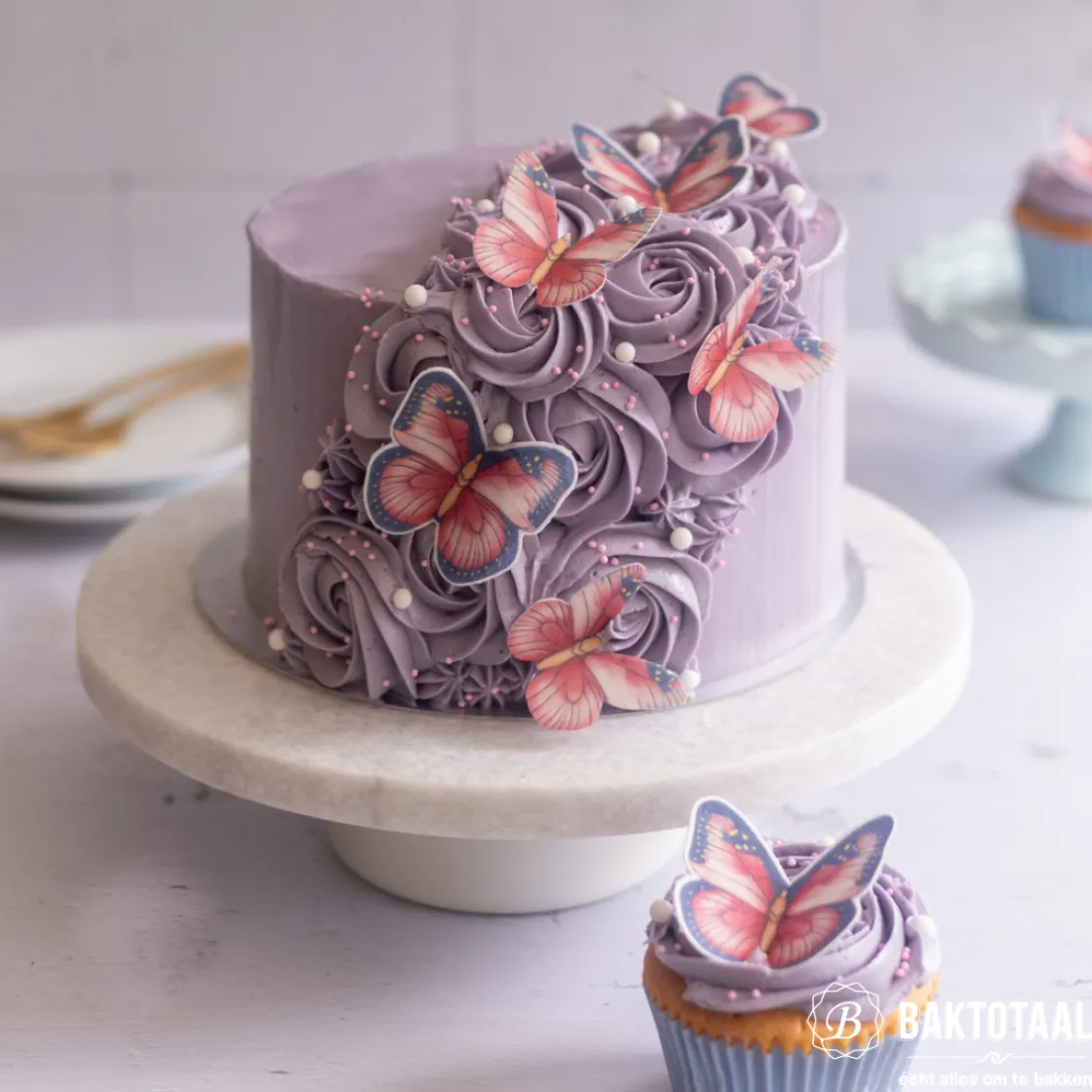 BrandNewCake Ouwel Vlinders Roze 16st.* Figuur Decoraties