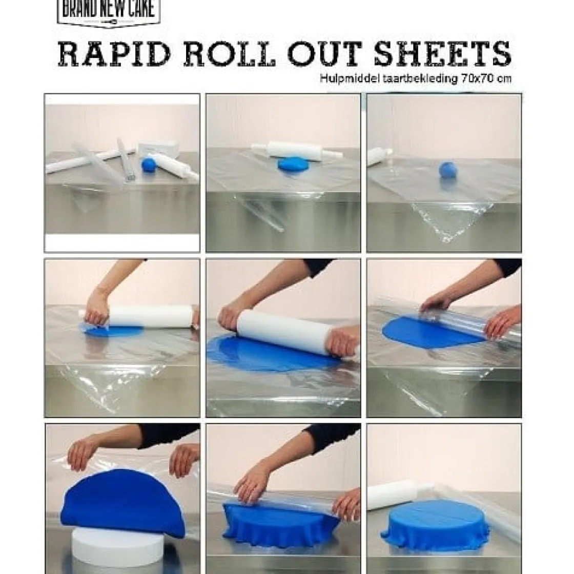 BrandNewCake Roll Out Sheets-hulpmiddel taartbekleding 70x70* Rolstokken