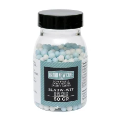 BrandNewCake Zachte Parels Blauw/Wit 60gr.* Eetbare Strooisels