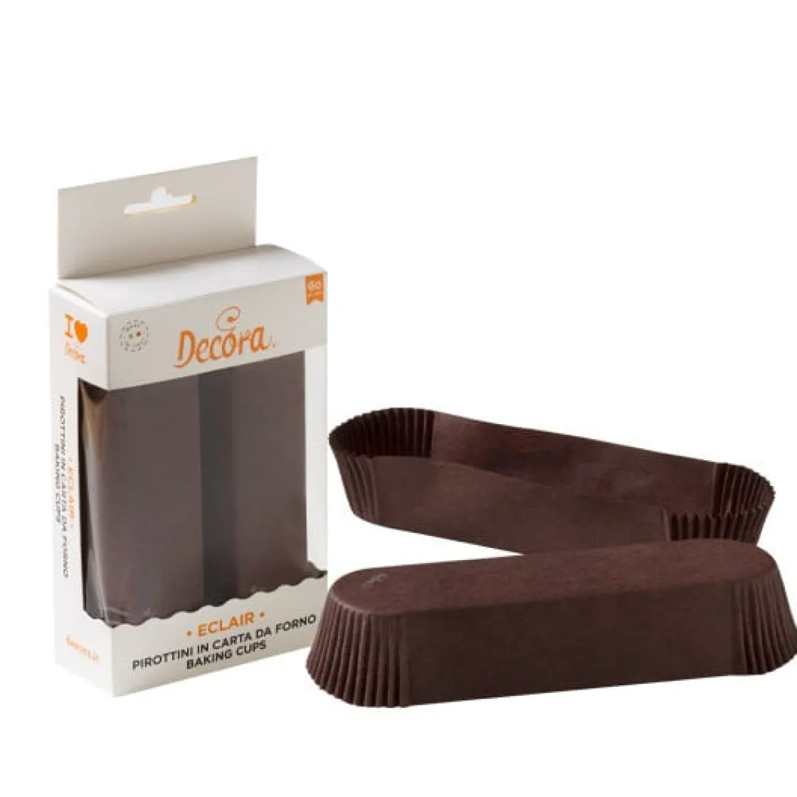 Decora Caisse Bruin Eclair 135x35x25(h)mm 60 stuks* Bakvormen Papier