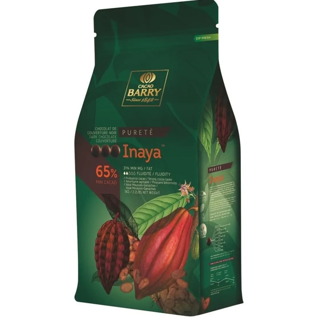Callebaut Chocolade Callets Puur Inaya (65%) 1kg* Chocolade|Chocolade Druppels