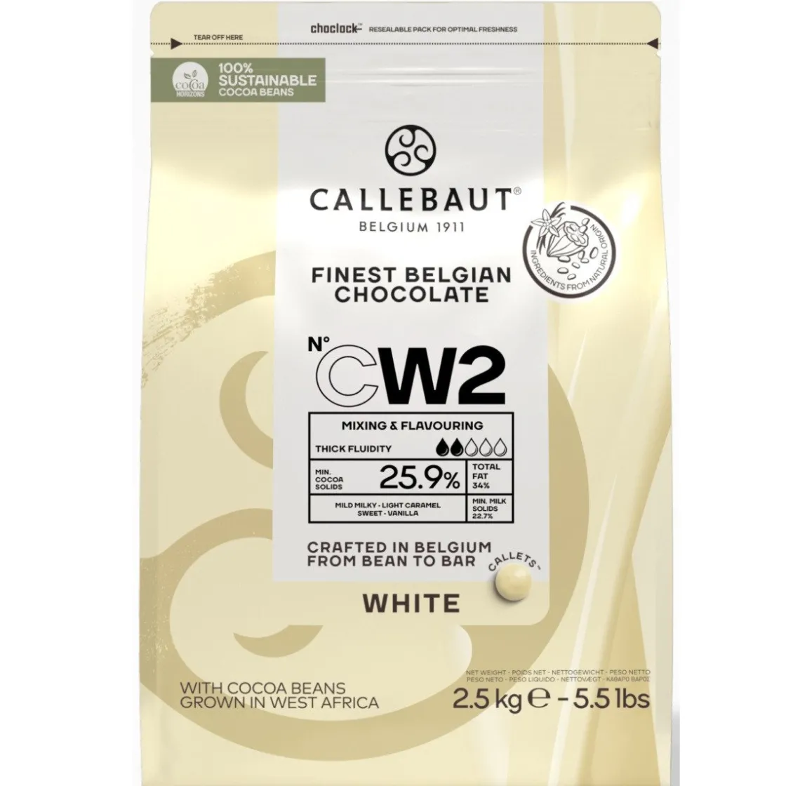 Callebaut Chocolade Callets Wit (CW2) 2,5kg* Chocolade|Chocolade Druppels