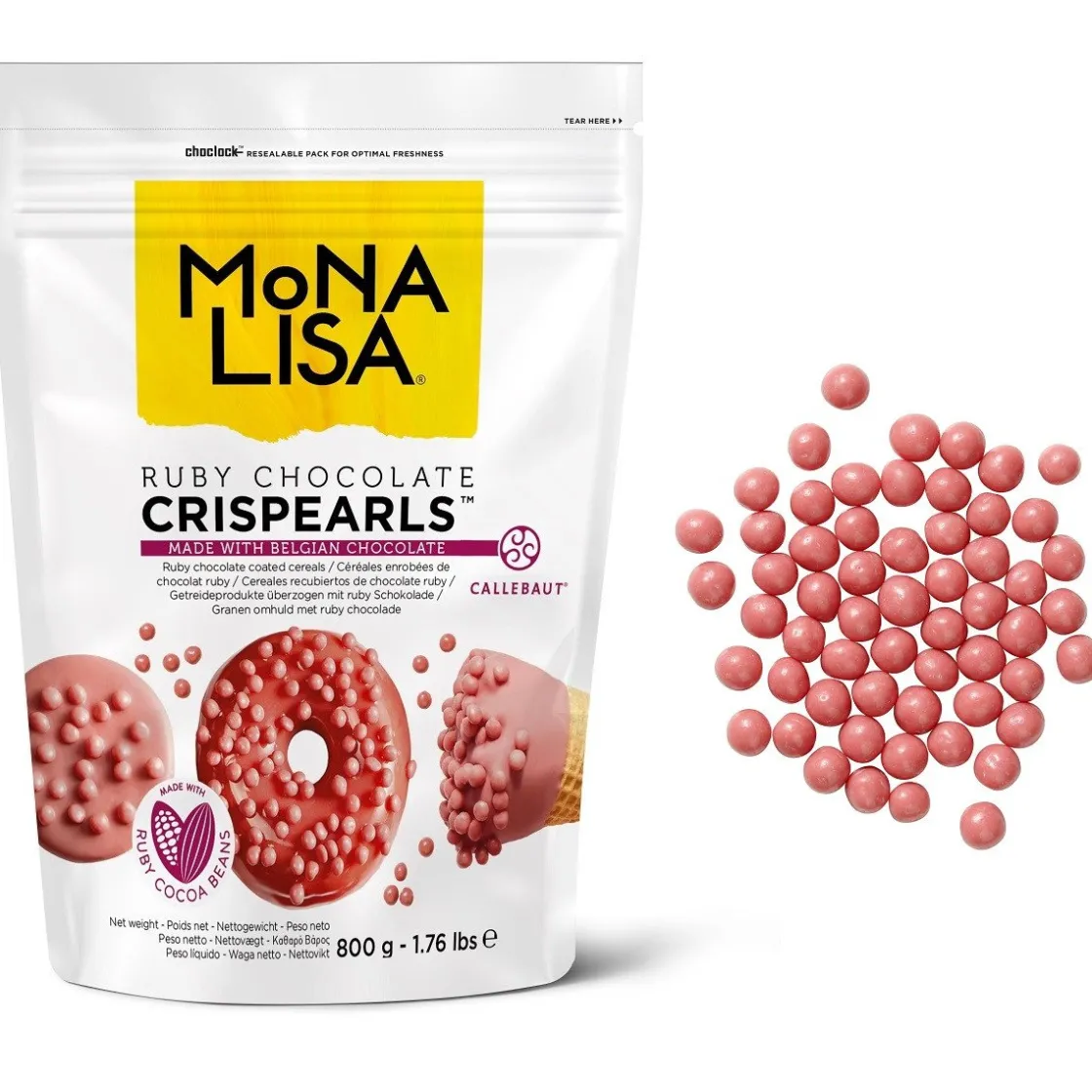 Callebaut Chocolade Crispy Pearls Ruby 800 gram* Ijsdips|Eetbare Strooisels
