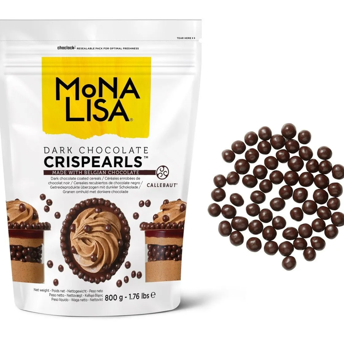 Callebaut Chocolade Crispy Pearls Puur 800 gram* Chocolade Decoraties|Ijsdips