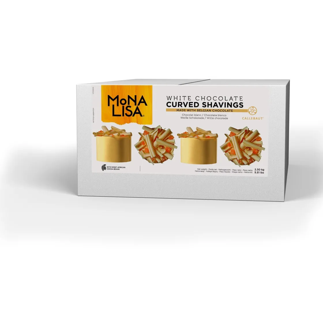 Callebaut Chocolade Curved Schaafsel Wit 2,5kg* Eetbare Strooisels|Chocolade Decoraties