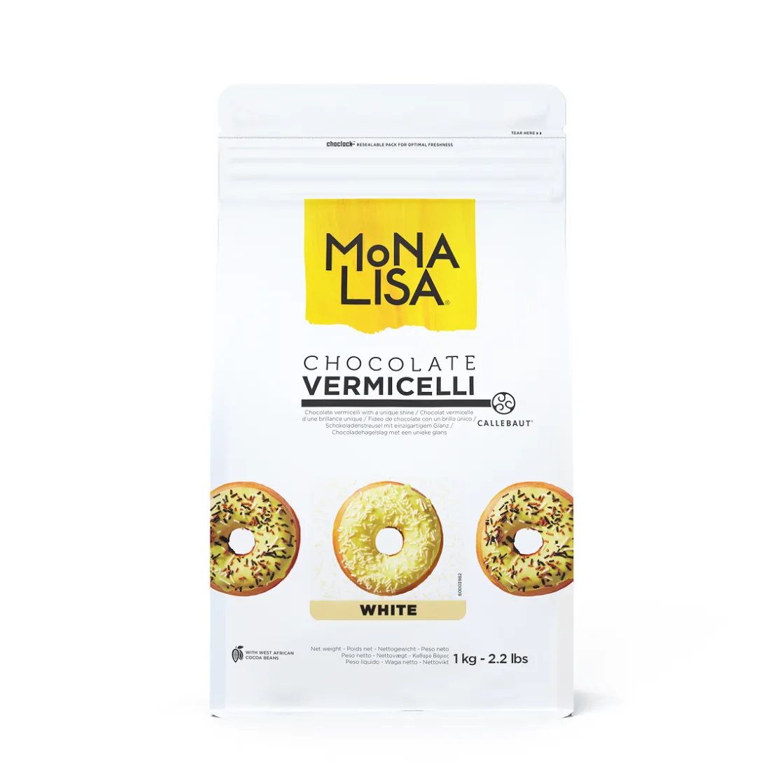 Callebaut Chocolade Vermicelli Wit 1kg* Chocolade Decoraties|Ijsdips