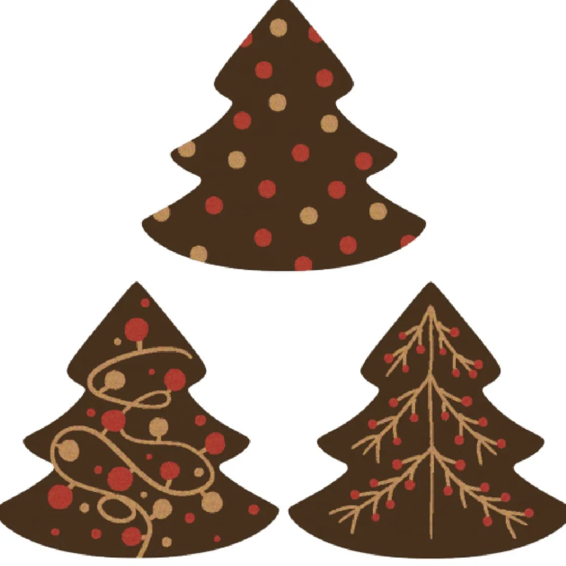 Callebaut Chocoladedecoratie Kerstbomen Assortiment 192st.* Figuur Decoraties|Chocolade Decoraties