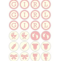 Overig Chocoladedecoratie Baby Girl Ø3cm 24st.* Chocolade Decoraties|Chocolade Decoraties