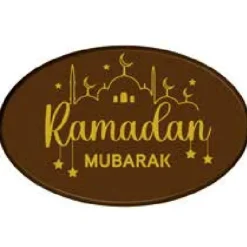 Overig Chocoladedecoratie Ramadan Mubarak Ovaal 3,4x5,5cm 30st.* Chocolade Decoraties|Chocolade Decoraties