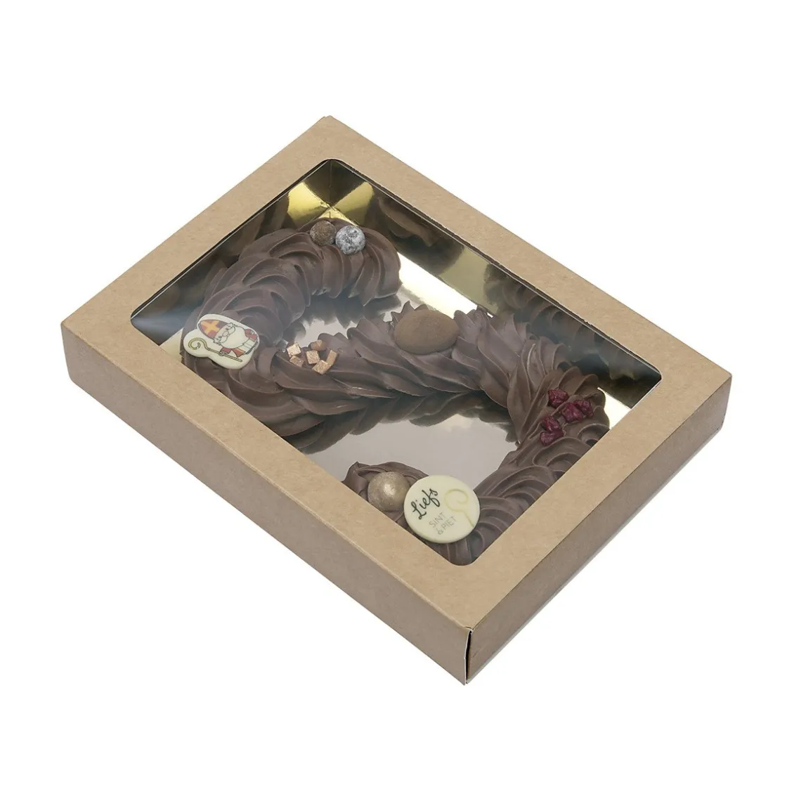 BrandNewCake Chocoladeletterdoos GK7 Kraft / Goud 26st* Chocolade Verpakkingen|Chocoladeletterdozen