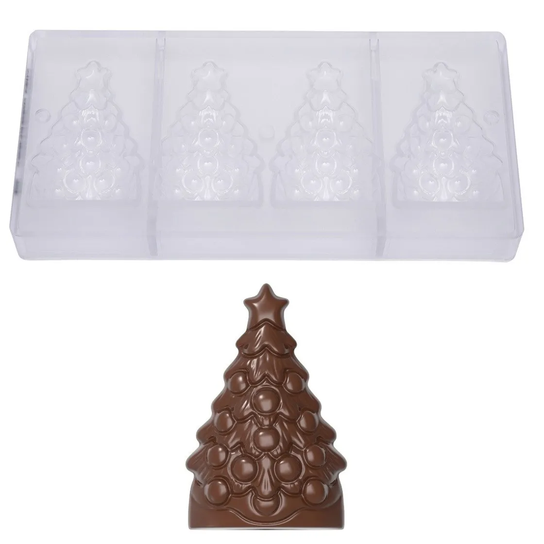 Chocolate World Chocolademal Kerstboom (4x) 90x59x24,5mm* Figuur Mallen
