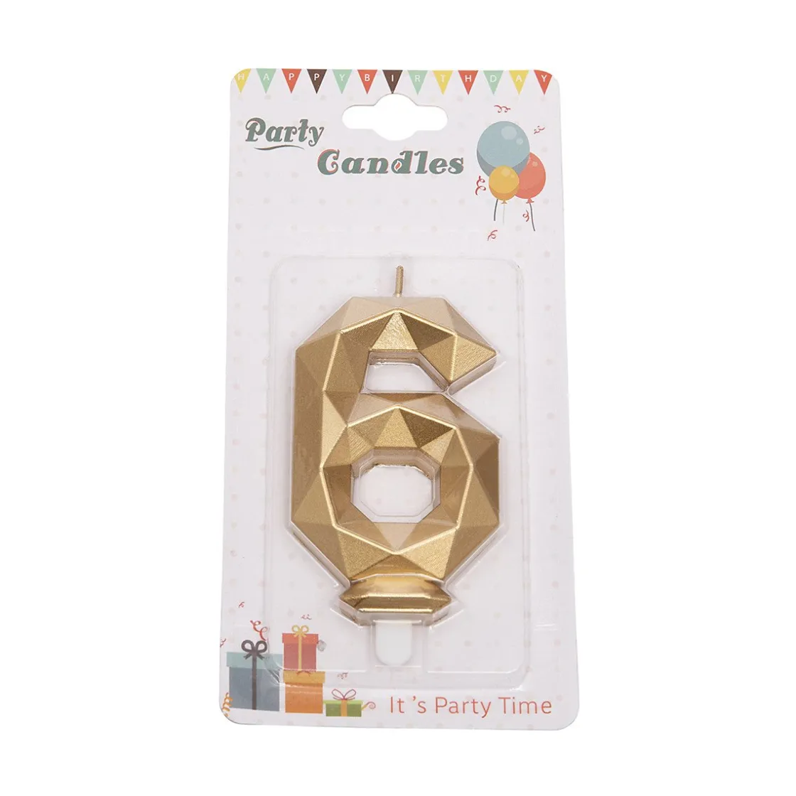 Overig Cijferkaars Geo Goud #6* Kaarsjes En Vuurwerk