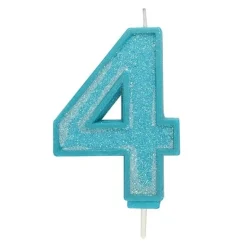 Culpitt Cijferkaars #4 Blauw met Glitter* Kaarsjes En Vuurwerk
