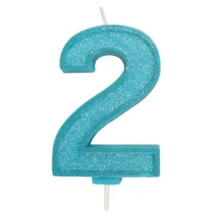 Culpitt Cijferkaars #2 Blauw met Glitter* Kaarsjes En Vuurwerk