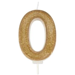 Culpitt Cijferkaars #0 Goud met Glitter* Kaarsjes En Vuurwerk
