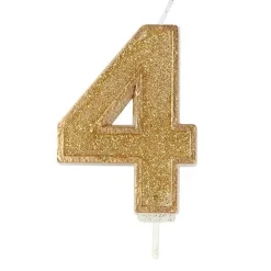 Culpitt Cijferkaars #4 Goud met Glitter* Kaarsjes En Vuurwerk