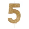 Culpitt Cijferkaars #5 Goud met Glitter* Kaarsjes En Vuurwerk