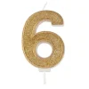 Culpitt Cijferkaars #6 Goud met Glitter* Kaarsjes En Vuurwerk