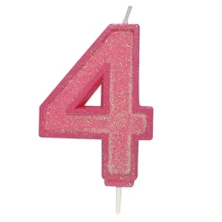 Culpitt Cijferkaars #4 Roze met Glitter* Kaarsjes En Vuurwerk