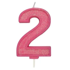 Culpitt Cijferkaars #2 Roze met Glitter* Kaarsjes En Vuurwerk