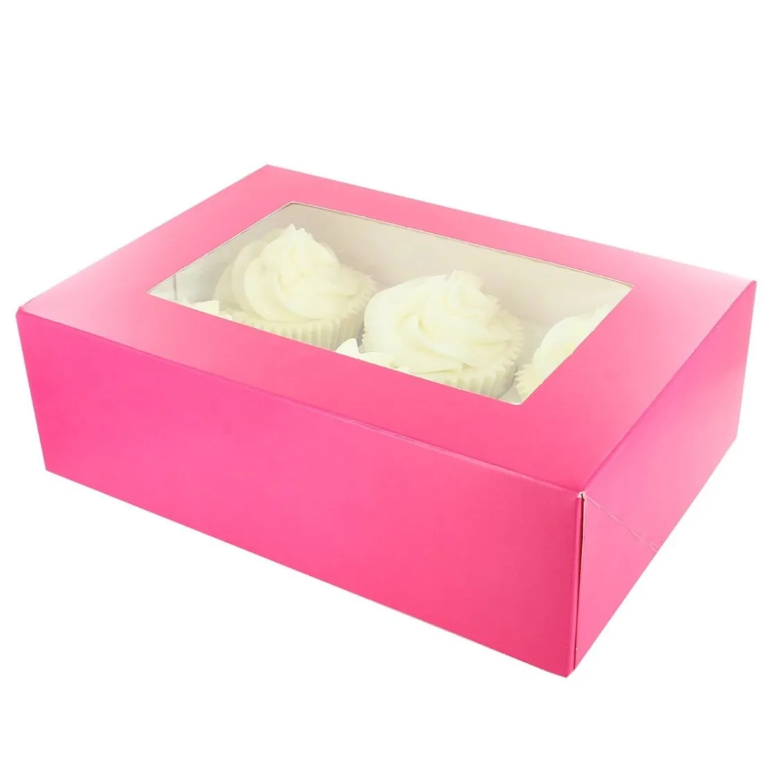 Culpitt Cupcake Doosje 6/12 Roze (tray-venster) 20st.* Cupcake Doosjes