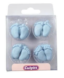 Culpitt Suikerdecoratie Baby Voetjes Blauw 12 paar* Figuur Decoraties