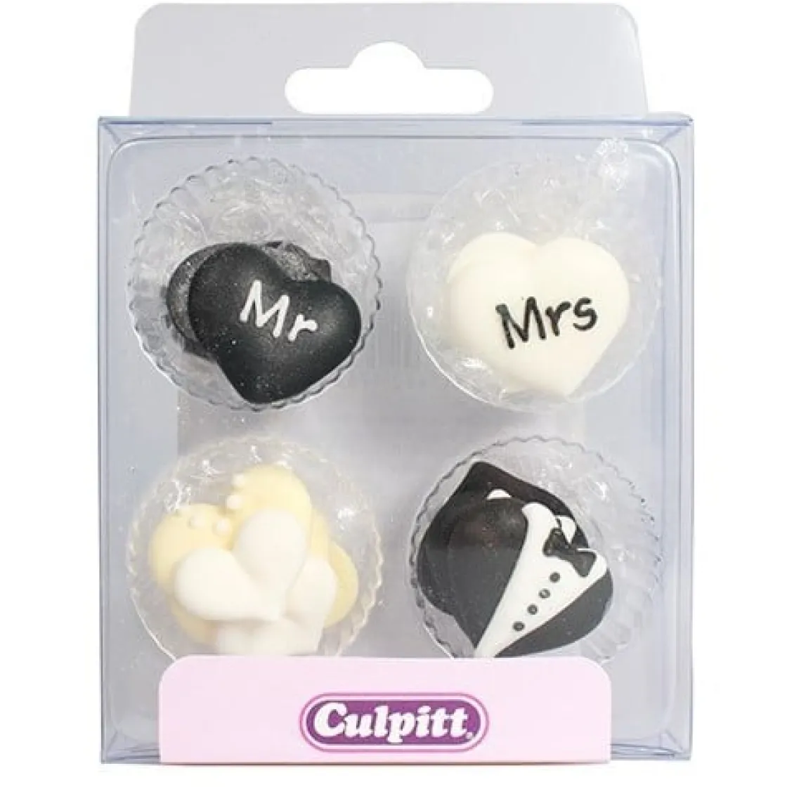 Culpitt Suikerdecoratie Mr&Mrs 25mm. 12 stuks* Figuur Decoraties