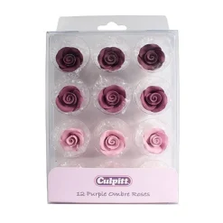 Culpitt Suikerdecoratie Rozen Ombré Paars 12st.* Bloem Decoraties