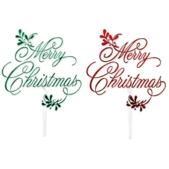 Culpitt Taarttopper Merry Chrismas Mistletoe 90mm 24st.*** Ijsprikkers|Prikkers En Ringen
