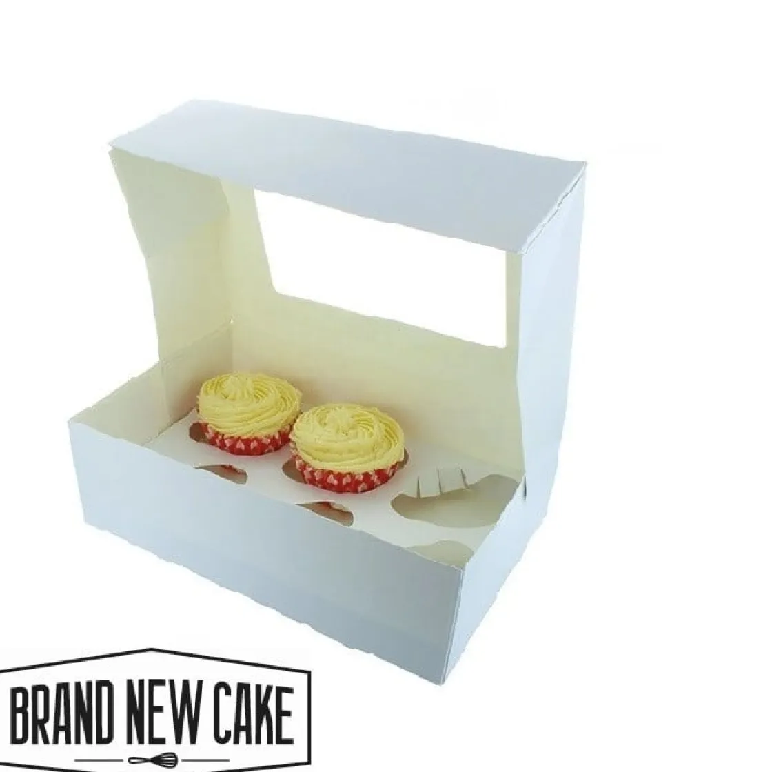 BrandNewCake Cupcake Doosje 6 / 12 MINI Wit (incl. tray-venster) 25st.* Cupcake Doosjes