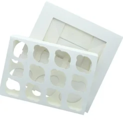 BrandNewCake Cupcake Doosje 6 / 12 MINI Wit (incl. tray-venster) 25st.* Cupcake Doosjes